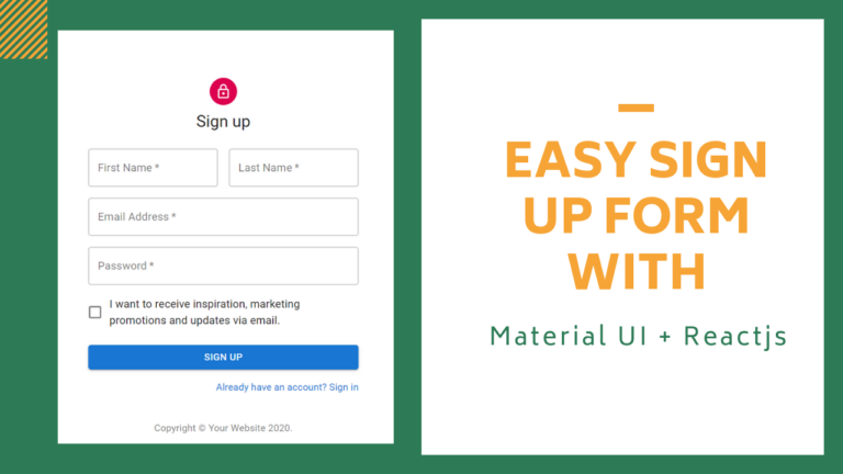 Easy to Create, Signup form with Material UI || ReactJS